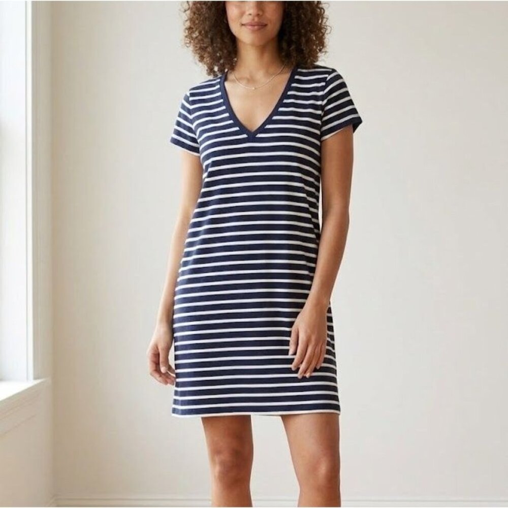Madewell Women's XS Northside Vintage Short Sleeve Striped V-neck T-shirt Dress
